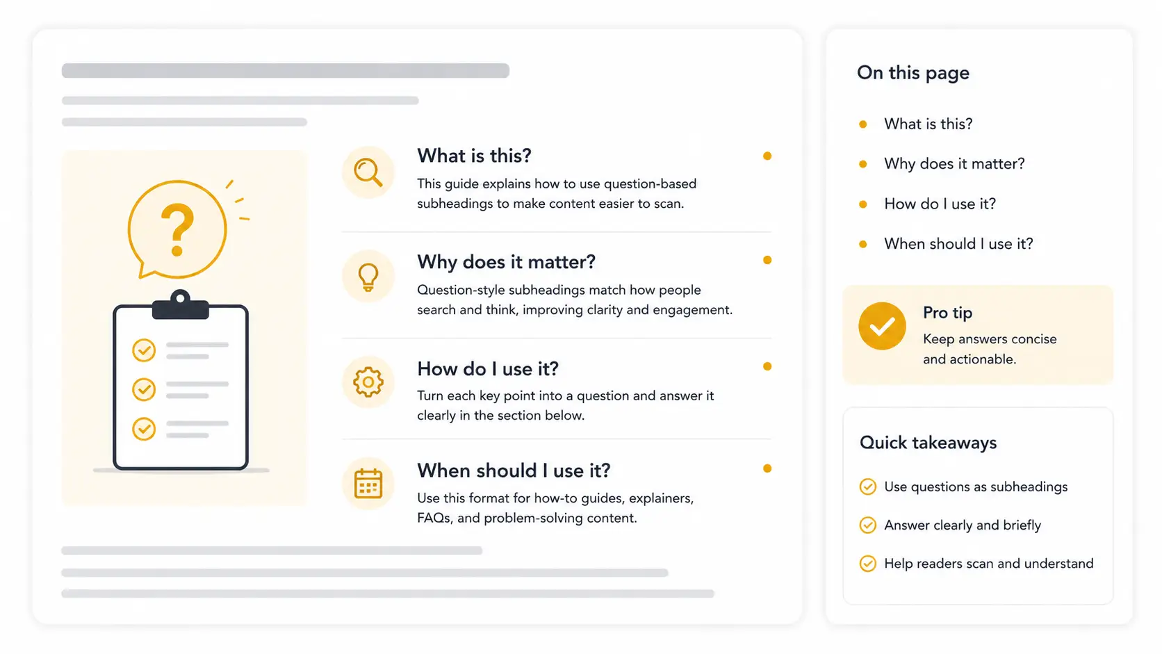 Question based subheadings Question based subheadings